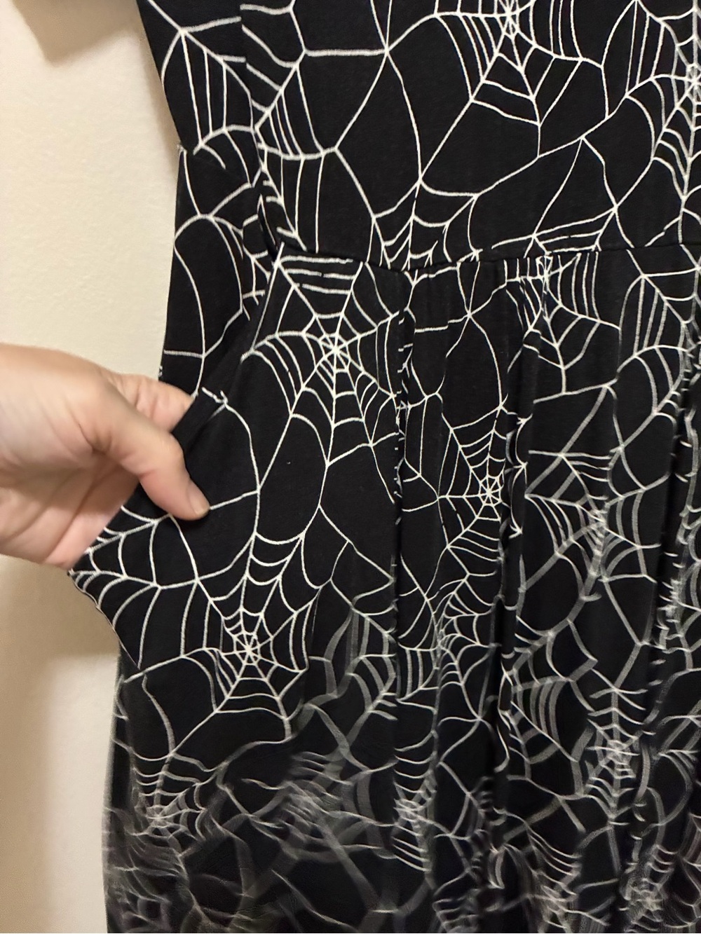 Torrid Super Soft Knits Black Spiderweb Print Skater Dress size 00 or 10 m/l - Picture 4 of 7